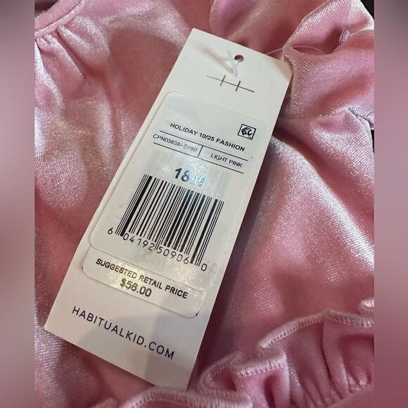 NWT Habitual Kids Soft Pink Crushed Velvet Romper (18 Months) - Picture 6 of 7
